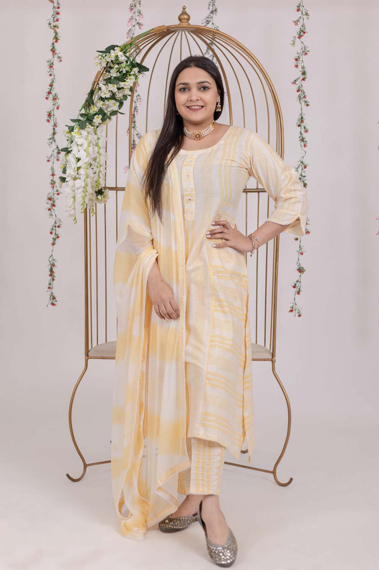 Yellow Striped Cotton Suit