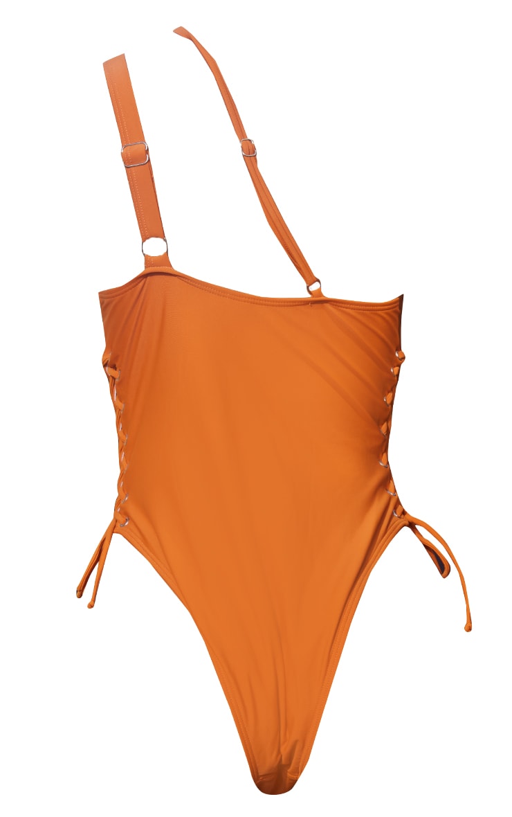 Asymmetric One Shoulder Lace Up Swimsuit Monokini