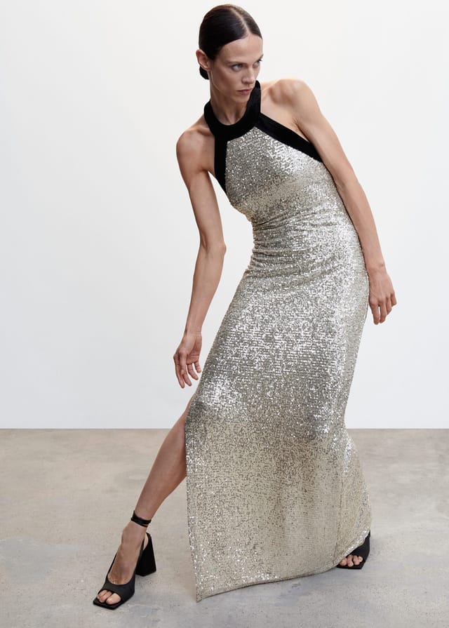 Black Border Sequinned Gown